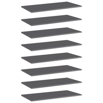 vidaXL Bücherregal-Bretter 8 Stk. Hochglanz-Grau 80x40x1,5 cm