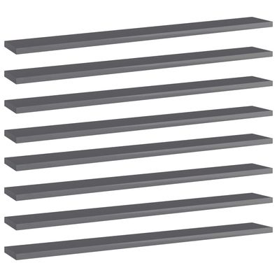vidaXL Bücherregal-Bretter 8 Stk. Hochglanz-Grau 80x10x1,5 cm