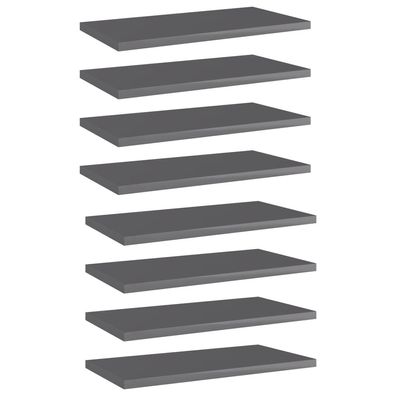 vidaXL Bücherregal-Bretter 8 Stk. Hochglanz-Grau 40x20x1,5 cm