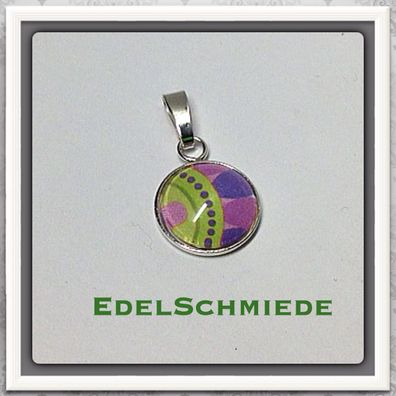 Edelschmiede925 Anhänger 925/ - mit Glascabochon grün / lila