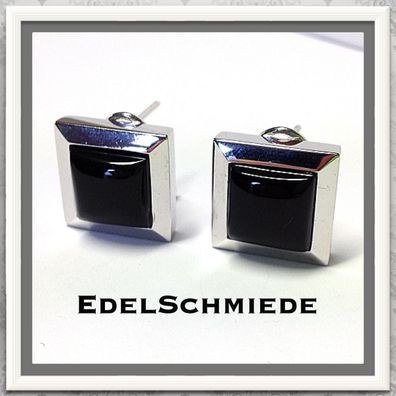 Edelschmiede925 Steckclips in 925 rhod Silber mit Onyx - Quadrat -