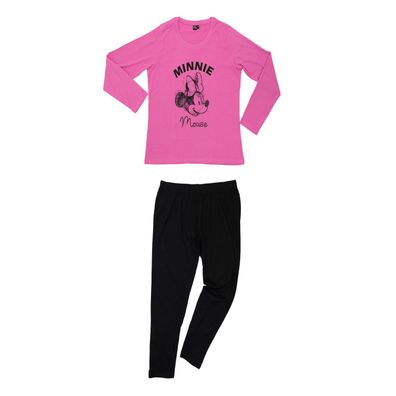 Disney Minnie Mouse Schlafanzug für Damen Pyjama Set Langarm Oberteil mit Hose