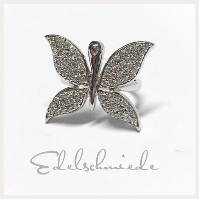 Edelschmiede925 wunderschöner Ring in 925/ - Sterling Silber rhod. Schmetterlinge ...