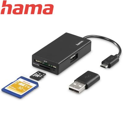 Hama USB Hub mit Kartenleser und USB-A OTG Verteiler MAC Windows SD Karte NEU