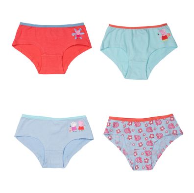 Peppa Wutz Panty für Mädchen Kinder Slip Unterhose Unterwäsche Bunt (4er Pack)