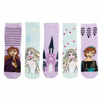 Disney Frozen Socken für Mädchen Sneaker Kindersocken Söckchen Bunt (5er Pack)