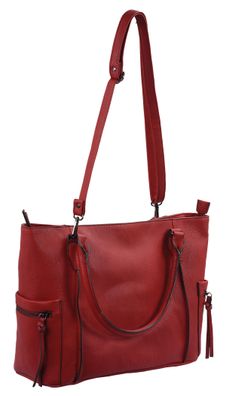 große Damenhandtasche rot mit kurzen und langem Henkel