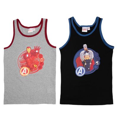 Marvel The Avengers Unterhemd Jungen Kinder Top Hemdchen Grau/ Schwarz (2er Pack)