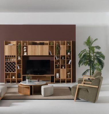 Wohnzimmermöbel Set Designer Sessel 2x Wohnwand Couchtisch Einrichtung