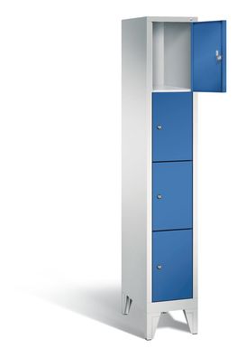 Fächerschrank mit 4 Fächern 300x375 mm Lichtgrau/ Enzianblau