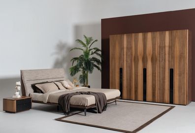 Schlafzimmer Set Bett Kleiderschrank 2? Nachttische Holz Luxus Set 4tlg grau
