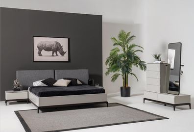 Schlafzimmer Set Bett 2x Nachttisch Kommode Spiegel Möbel Luxus 4tlg