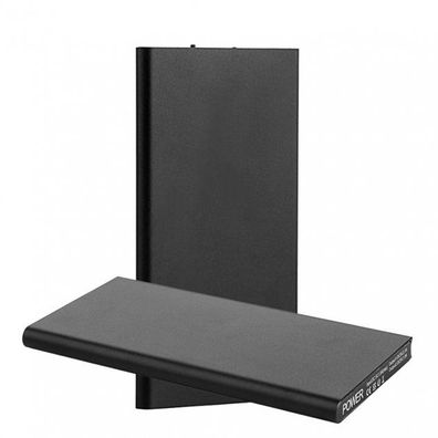 Powerbank Extern 20000mAh Black Metall Slim USB für Smartphone Huawei iPhone Samsung