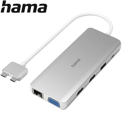 Hama USB-C Multiport für Macbook HDMI + VGA + Micro SD + USB-C + USB + LAN + AUX