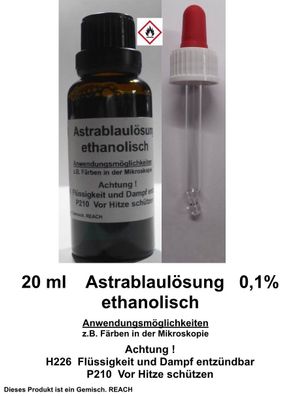 20 ml Astrablau Lösung 0,1% ethanolisch, Färbemittel für die Mikroskopie