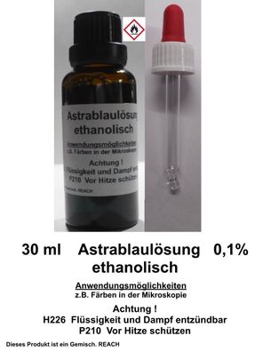 30 ml Astrablau Lösung 0,1% ethanolisch, Färbemittel für die Mikroskopie