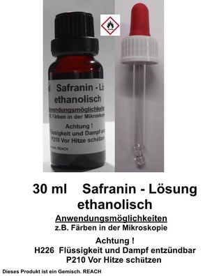 30 ml Safranin Lösung, ethanolisch, Färbemittel für die Mikroskopie