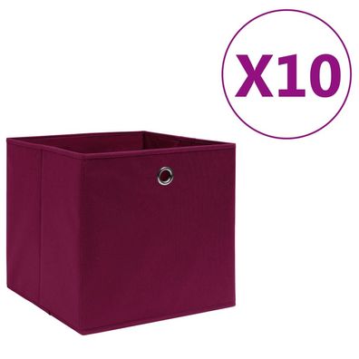vidaXL Aufbewahrungsboxen 10 Stk. Vliesstoff 28x28x28 cm Dunkelrot
