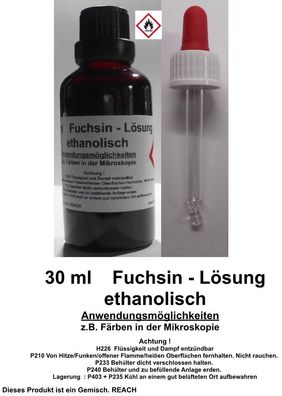 30 ml Fuchsin Lösung, ethanolisch, Färbemittel für die Mikroskopie