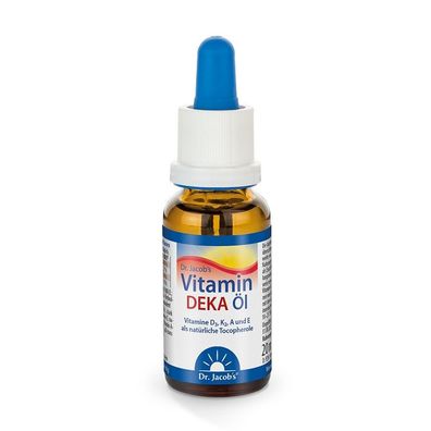 Dr. Jacob´s Vitamin DEKA Öl 20 ml(640 Portionen), Vitamine D3, E, K2, A ein Tropfen