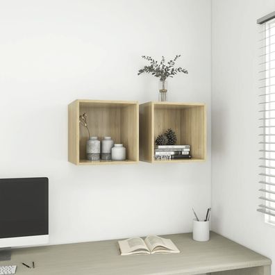 vidaXL Wandschränke 2 Stk. Sonoma-Eiche 37x37x37 cm Holzwerkstoff