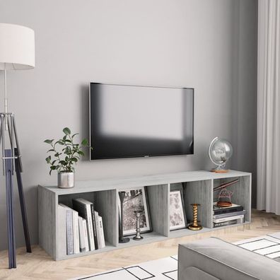 vidaXL Bücherregal/ TV-Schrank Betongrau 143×30×36 cm