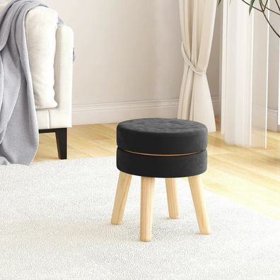 vidaXL Runder Hocker Schwarz Samt