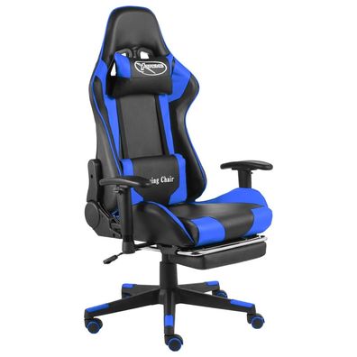 vidaXL Gaming-Stuhl mit Fußstütze Drehbar Blau PVC