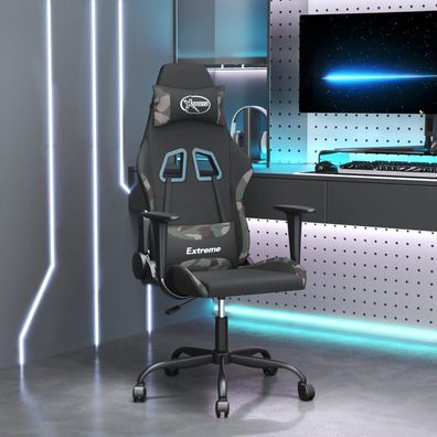 vidaXL Gaming-Stuhl mit Massagefunktion Schwarz und Camouflage Stoff