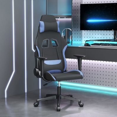 vidaXL Gaming-Stuhl Schwarz und Blau Stoff