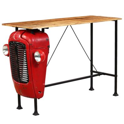 vidaXL Bartisch Traktor Mangoholz Massiv Rot 60 x 150 x 107 cm