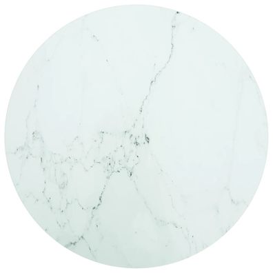 vidaXL Tischplatte Weiß Ø70x0,8 cm Hartglas in Marmoroptik