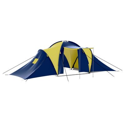 vidaXL Campingzelt 9 Personen Stoff Blau/ Gelb