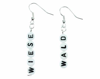 WALD & WIESE Ohrringe Miniblings Hänger Wörter Wort Buchstaben weiß