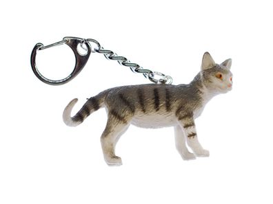 Gray Tabby Shorthair Katze Schlüsselanhänger Miniblings Anhänger Haustier Cat