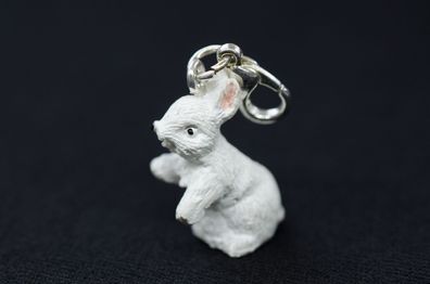 Hase Charm Anhänger Bettelarmband Miniblings Osterhase Kaninchen weiß gibt Pfote