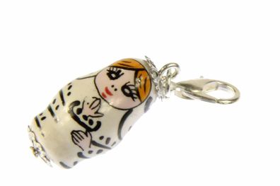 Matroschka Babuschka Russland Charm Anhänger Miniblings russische Puppe weiß