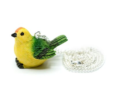 Miniblings Wellensittich Sittich Halskette 45cm Kanarienvogel Vogel grün 30mm