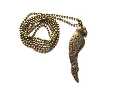 Papagei Ara Kette Halskette Miniblings 80cm Vogel Bird Parrot Vogelkette Bronze
