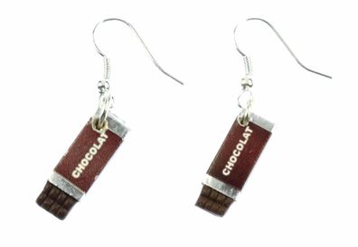Schokolade Ohrringe Schoki Miniblings Ohrhänger Schokoladentafel Papier braun