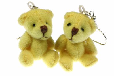 Teddy Ohrringe Teddyohrringe Bär Teddybär Miniblings beweglich Plüsch gelb