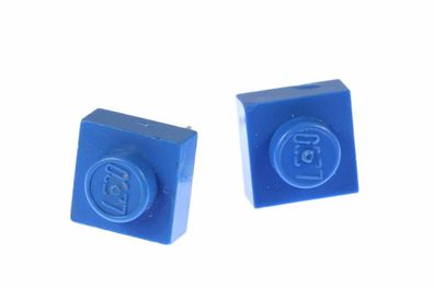 Baustein Ohrstecker Miniblings Stecker Ohrringe Spiel Spiele Upcycling blau Quadrat