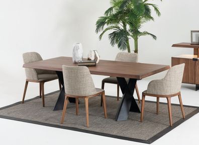 Holz Esszimmer Design Möbel Modern Stuhlgruppe Tisch 4x Stühle Set 5tlg.