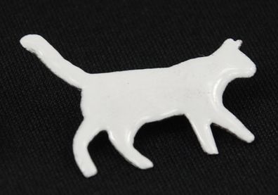 Katze Emaille Brosche Pin Button Miniblings Tier Haustier Cat emailliert weiß