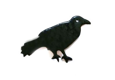 Rabe Emaille Brosche Pin Button Miniblings Tier Vogel Krähe emailliert schwarz