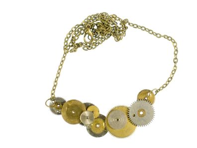 Zahnräder Kette Halskette Miniblings 50cm bronze silber Metall Uhren Steampunk 4