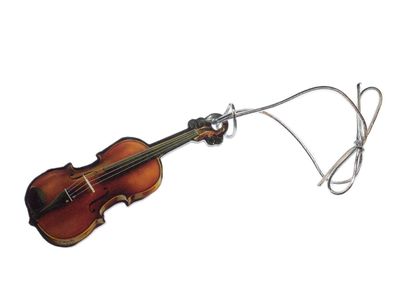 1x Weihnachtsbaumanhänger Geige Spiegel Baumschmuck Instrument Violine