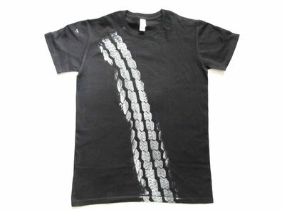 Reifenspur T-Shirt Shirt Road Print Herren Bremsspur Reifen Auto Tshirt schwarz