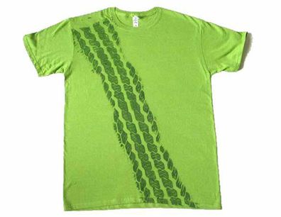 Reifenspur T-Shirt Shirt Road Print Herren Bremsspur Reifen Tshirt Auto grün