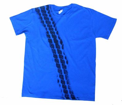 Reifenspur T-Shirt Shirt Tshirt Road Print Herren Bremsspur Reifen Auto blau